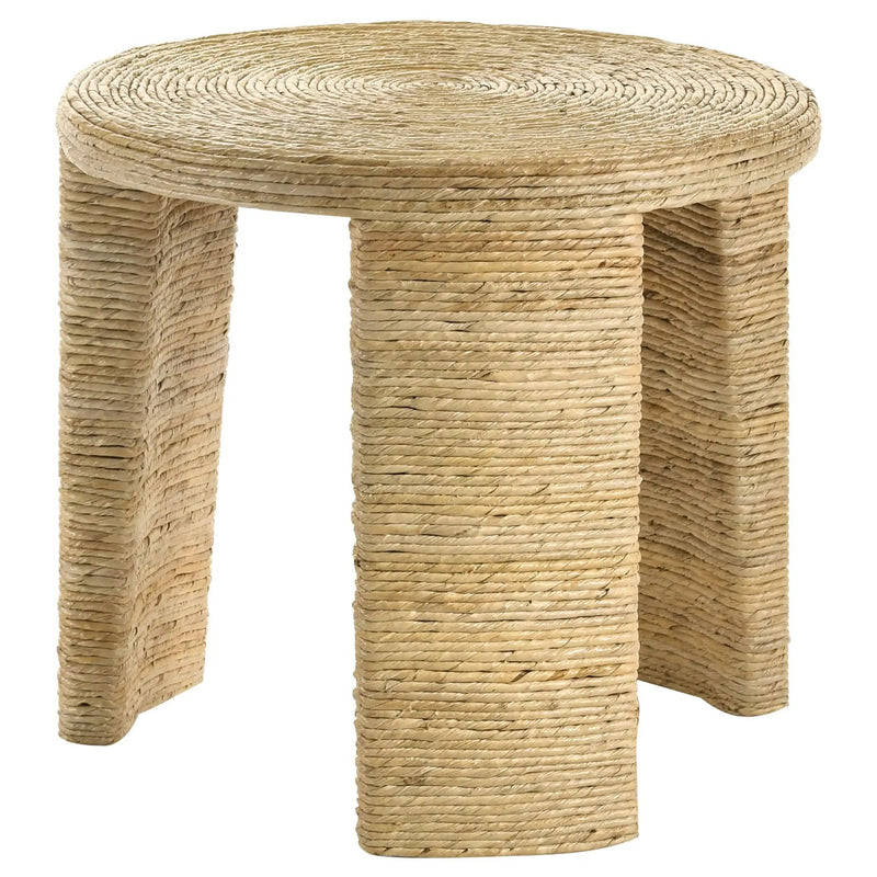 Artina Woven Rattan Round Side End Table Natural Brown by Unique Piece Furniture