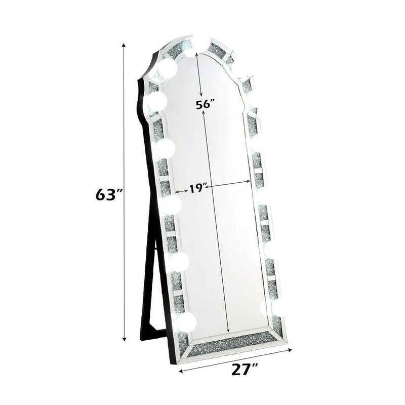 Noralie - 63" Accent Floor Mirror - Mirrored & Faux Diamonds by Unique Piece Furniture