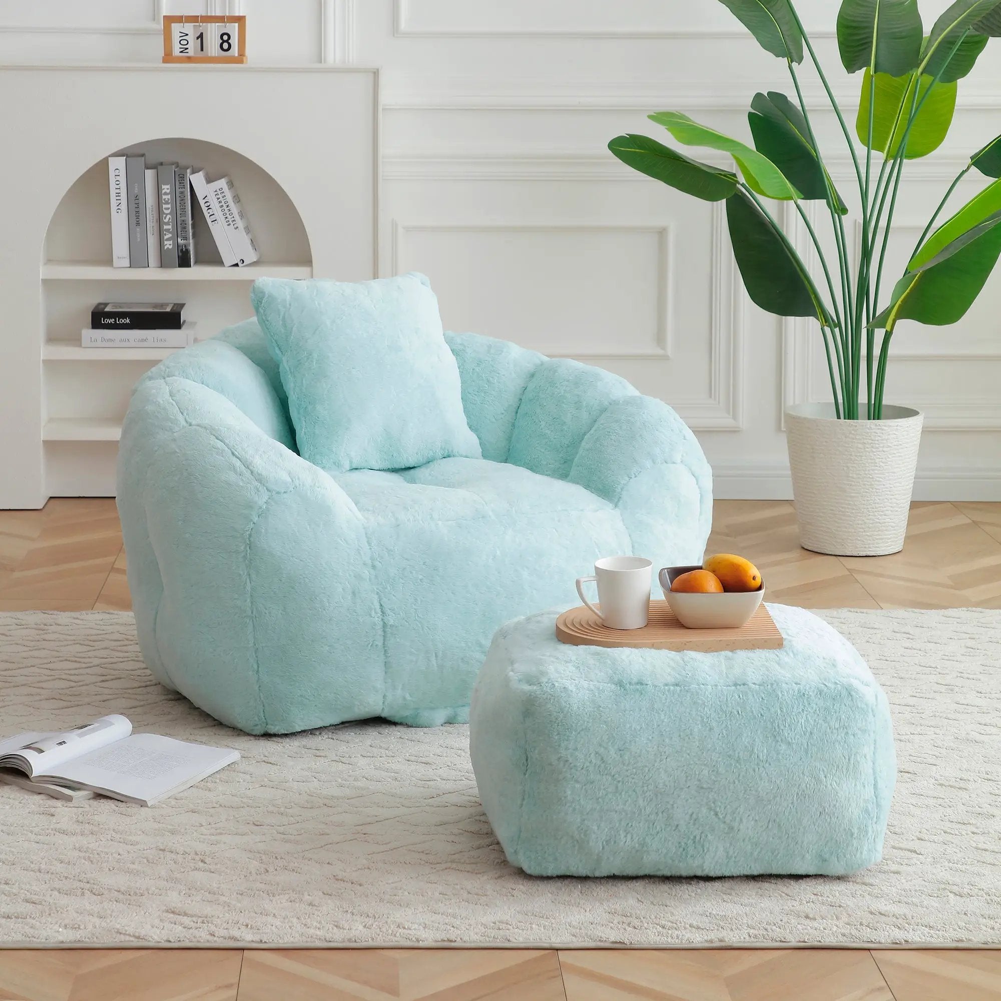 Giant Bean Bag Chair with Footstool by HouseOfZazla