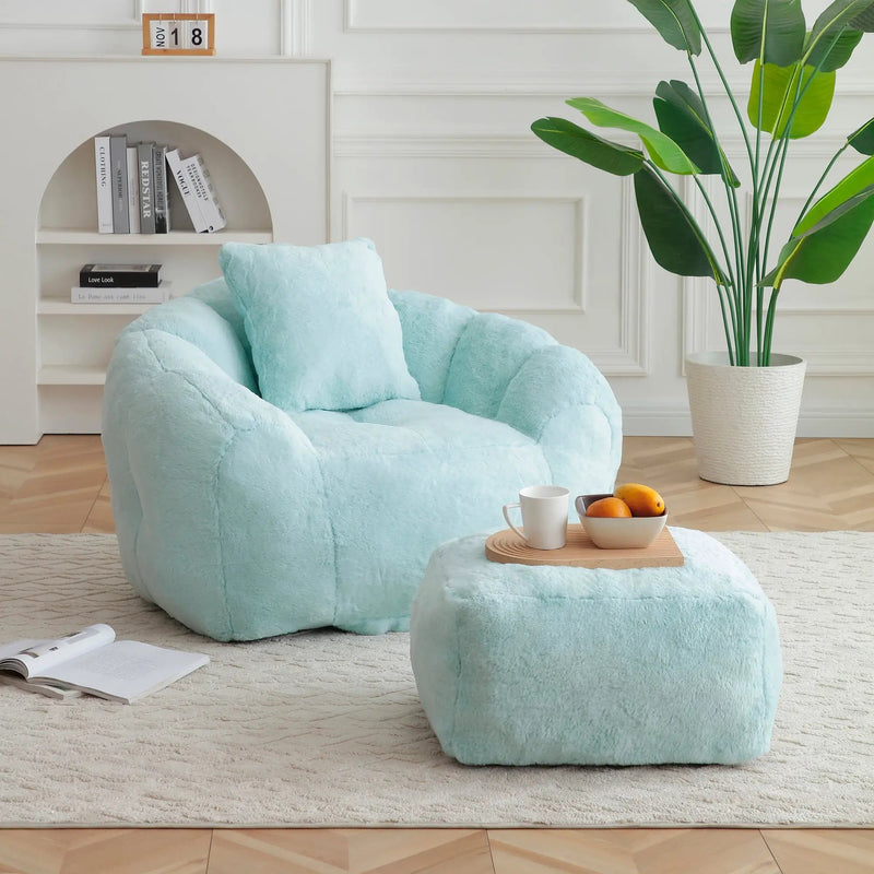 Giant Bean Bag Chair with Footstool by HouseOfZazla