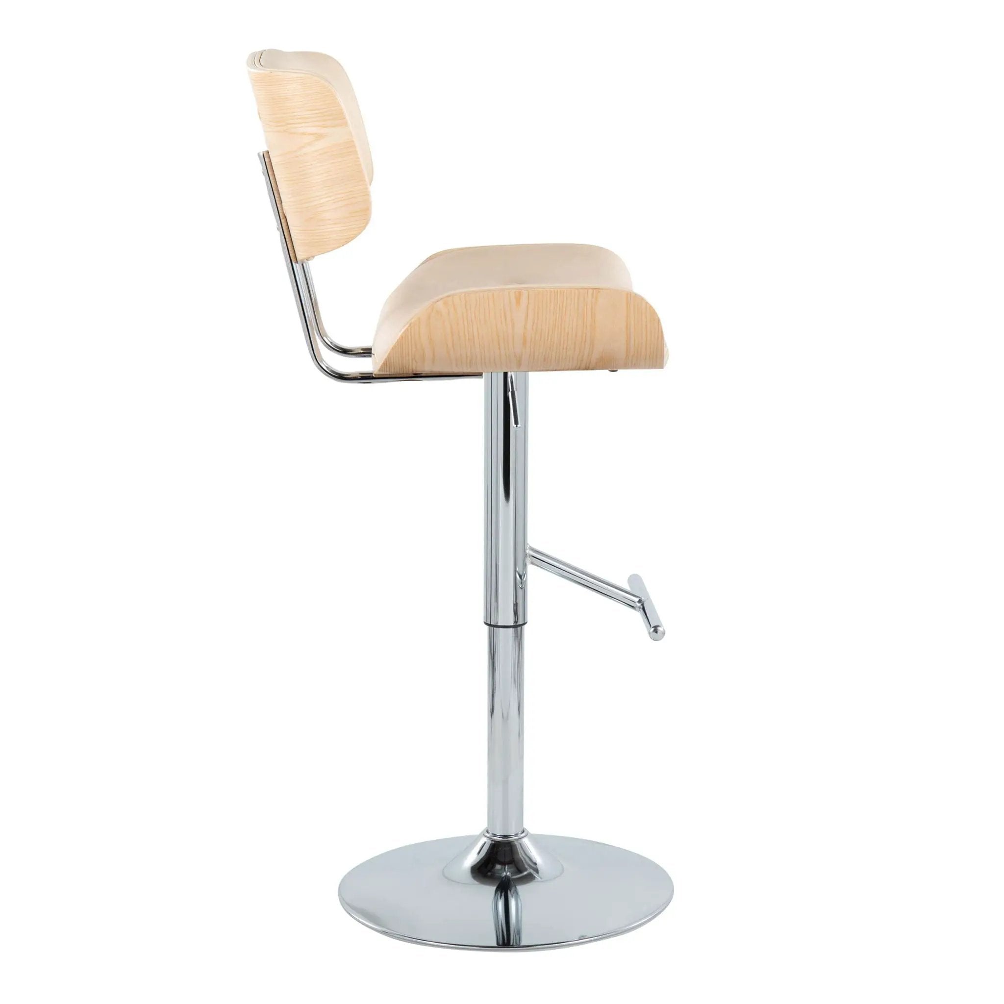 Lombardi - Contemporary Adjustable Barstool With Swivel With Straight T Footrest (Set of 2) by Unique Piece Furniture