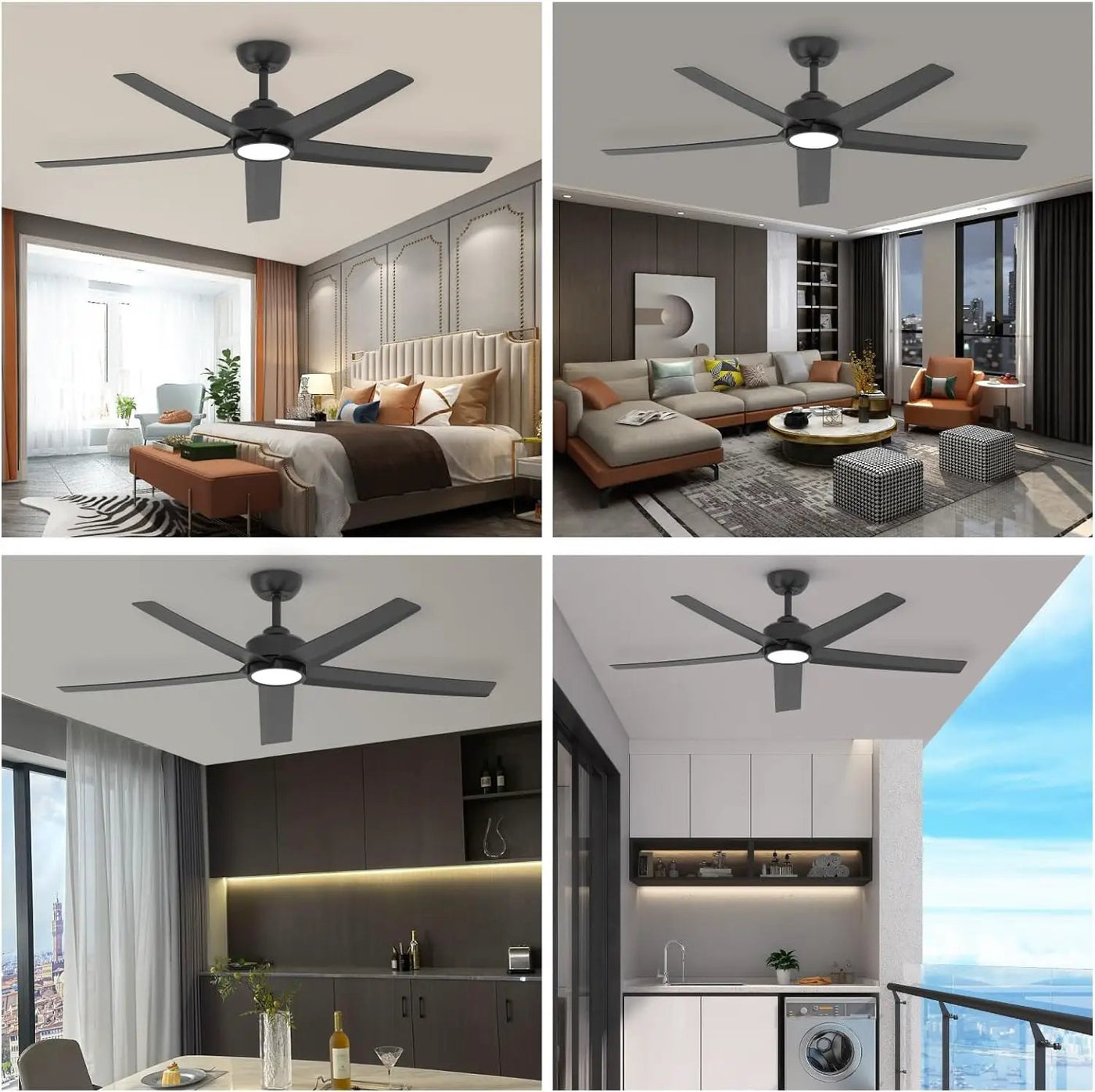 52 Inch Ceiling Fans with Lights, Large Air Volume Ceiling Fans with Reversible Quiet DC Motor and Remote by HouseOfZazla