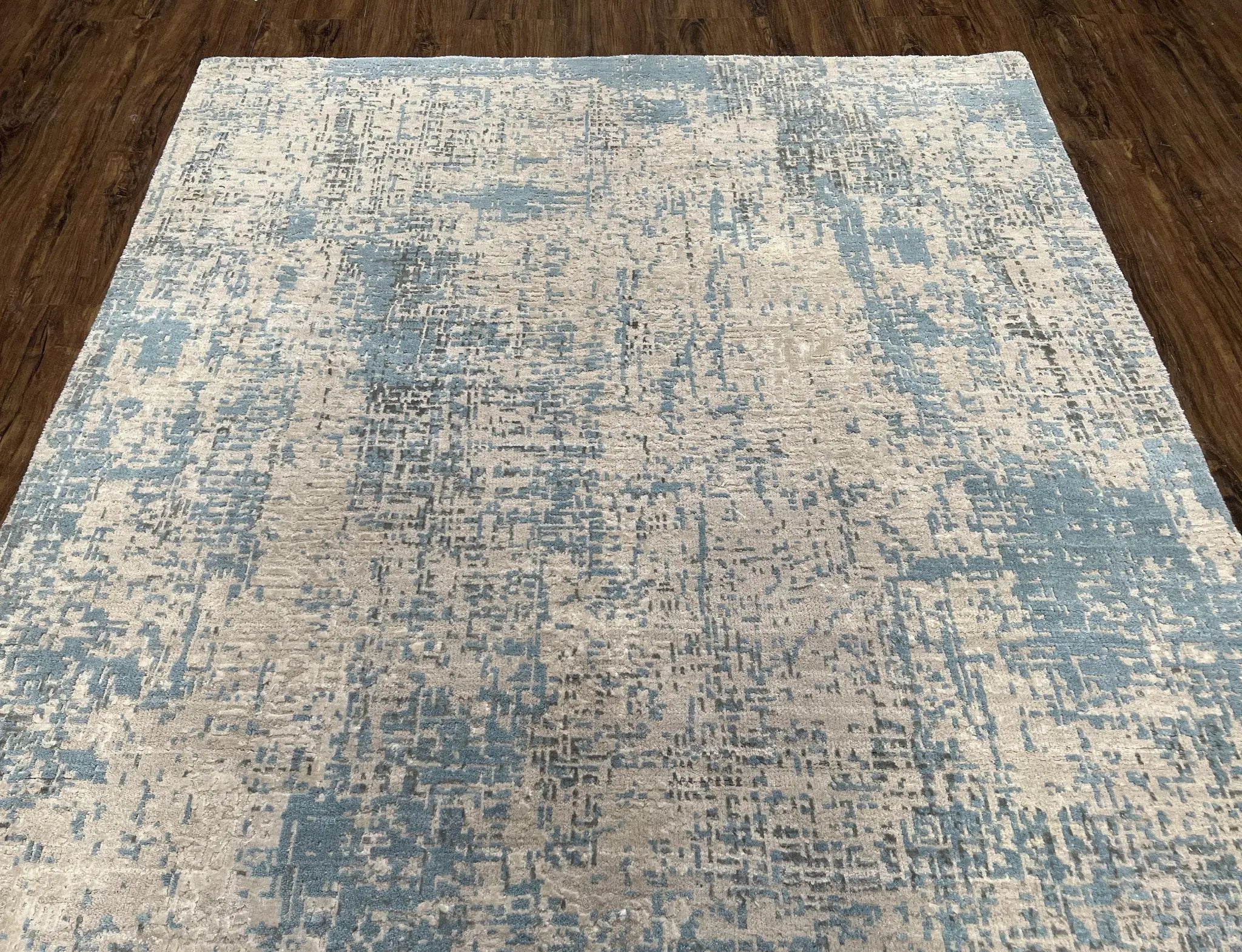 Modern Tibetan Rug 5x8 ft Light Blue and Gray Carpet, Contemporary Wool Rug, Handmade Nepali Rug, Raised Pattern, Tibet Area Rug, Nepal Rug by Jewel Rugs