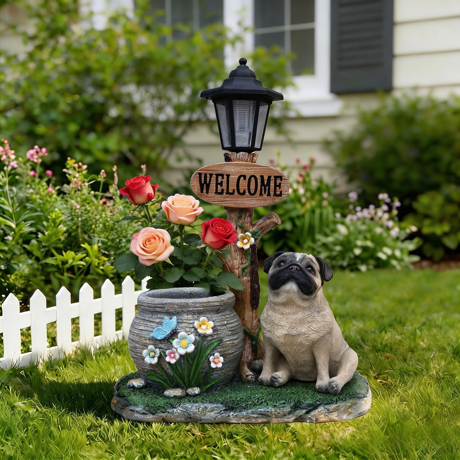 Sitting Pug Dog Planter Statue by HouseOfZazla