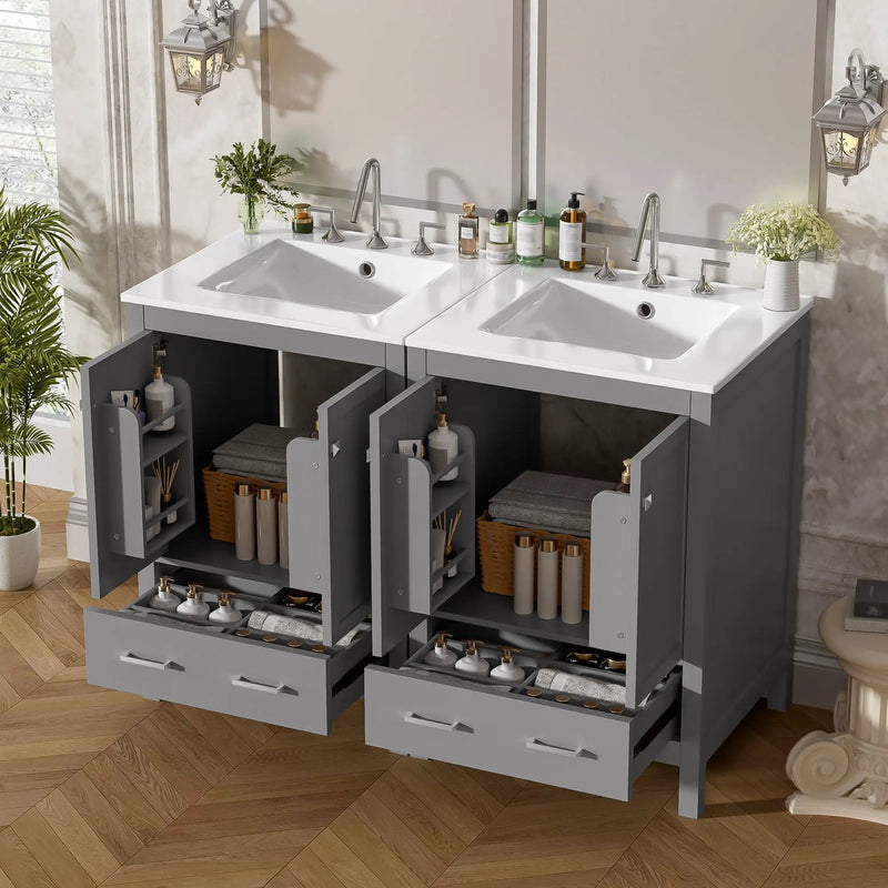 Bathroom Vanity With Integrated Undermount Ceramic Sink, 2 Doors And 1 Drawer, Soft Close Hinges by Unique Piece Furniture