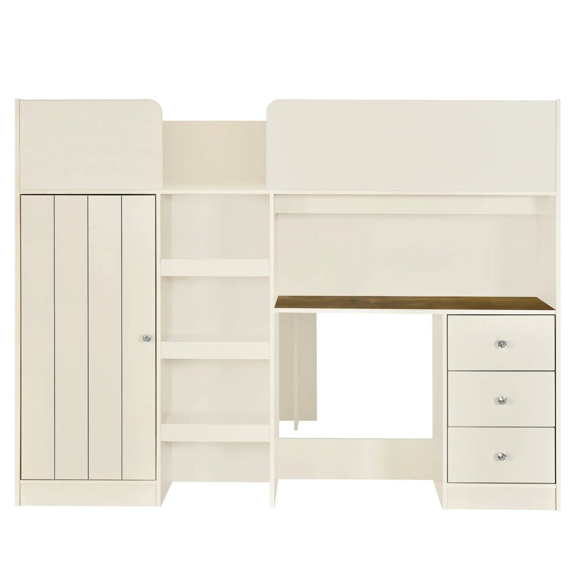 Loft Bed With Built In Wardrobe, Desk, Shelves, And Drawers