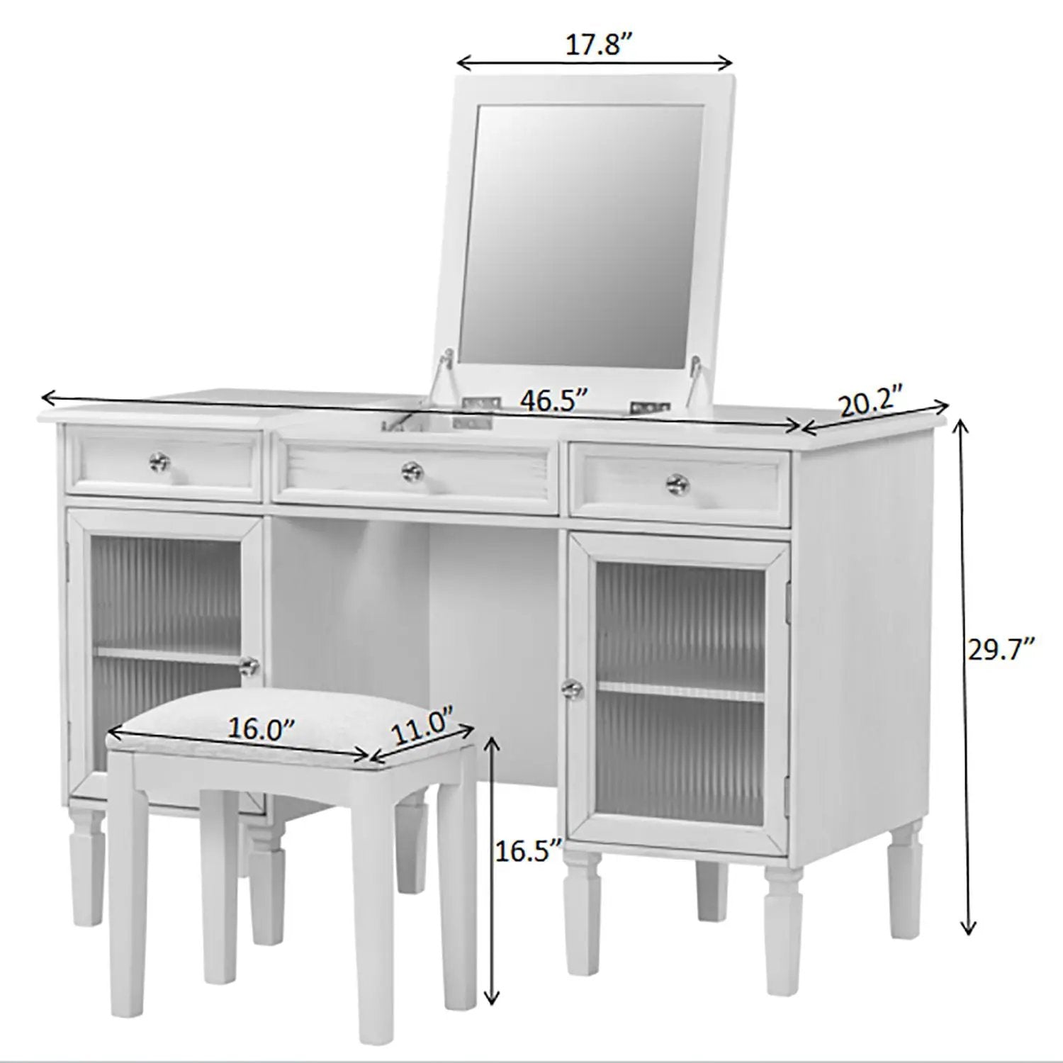 Multi Functional 2 In 1 Vanity Desk With Flip Top Mirror Material - White Oak by Unique Piece Furniture