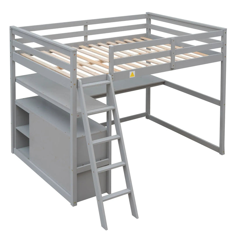 Modern Loft Bed With Built In Desk, Shelves, And 2 Drawers by HouseOfZazla