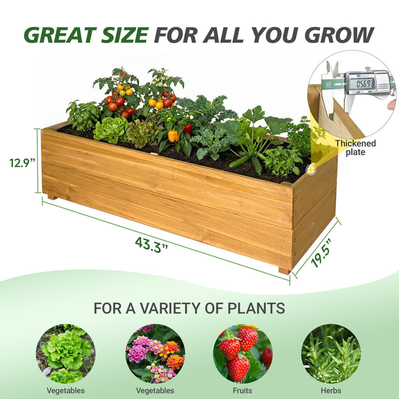Solid Fir Wood Raised Garden Bed with Liner - Outdoor Planter Box, photo 10 of 10