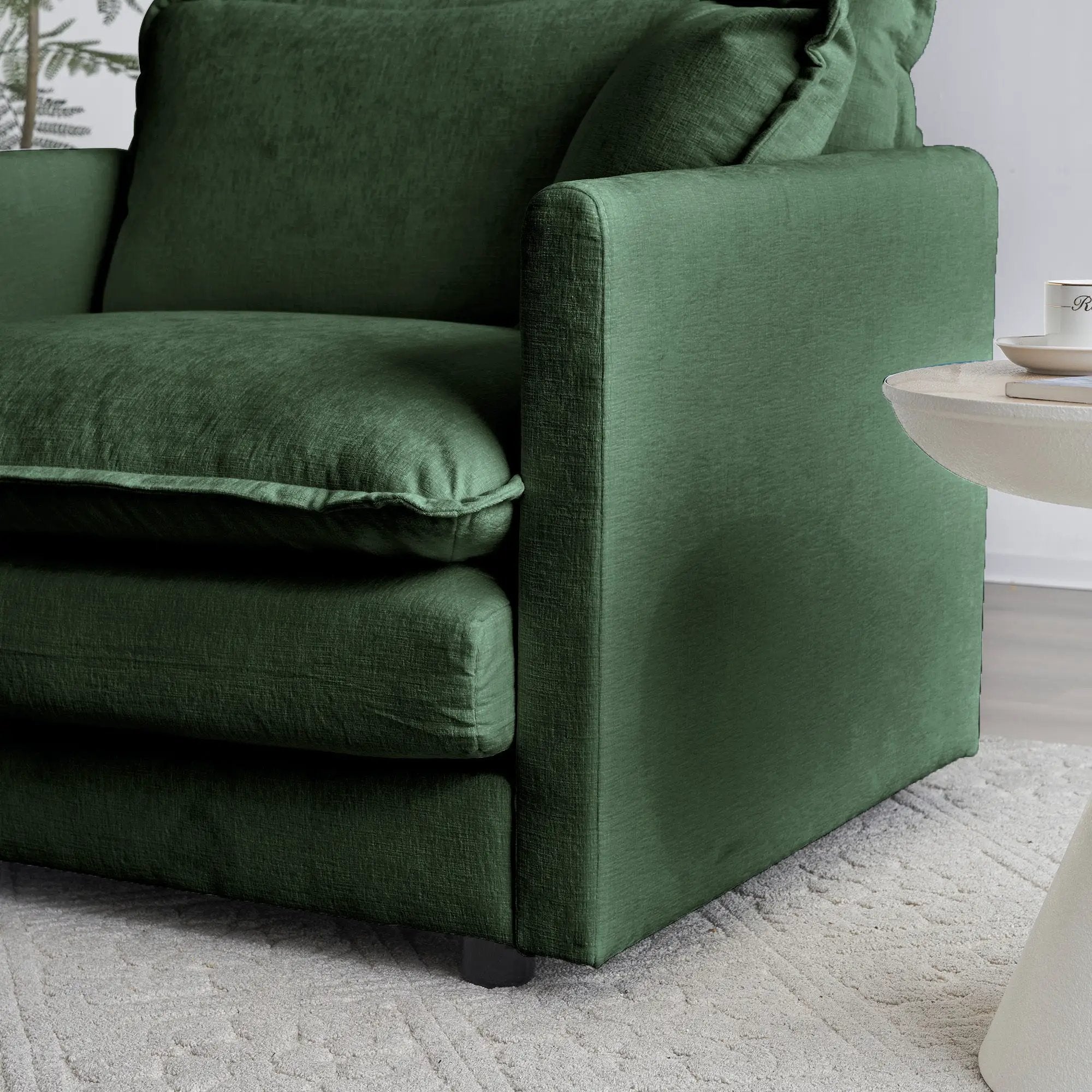 Mid-Century Modern 3-Seater Sofa with Green Chenille Upholstery by HouseOfZazla
