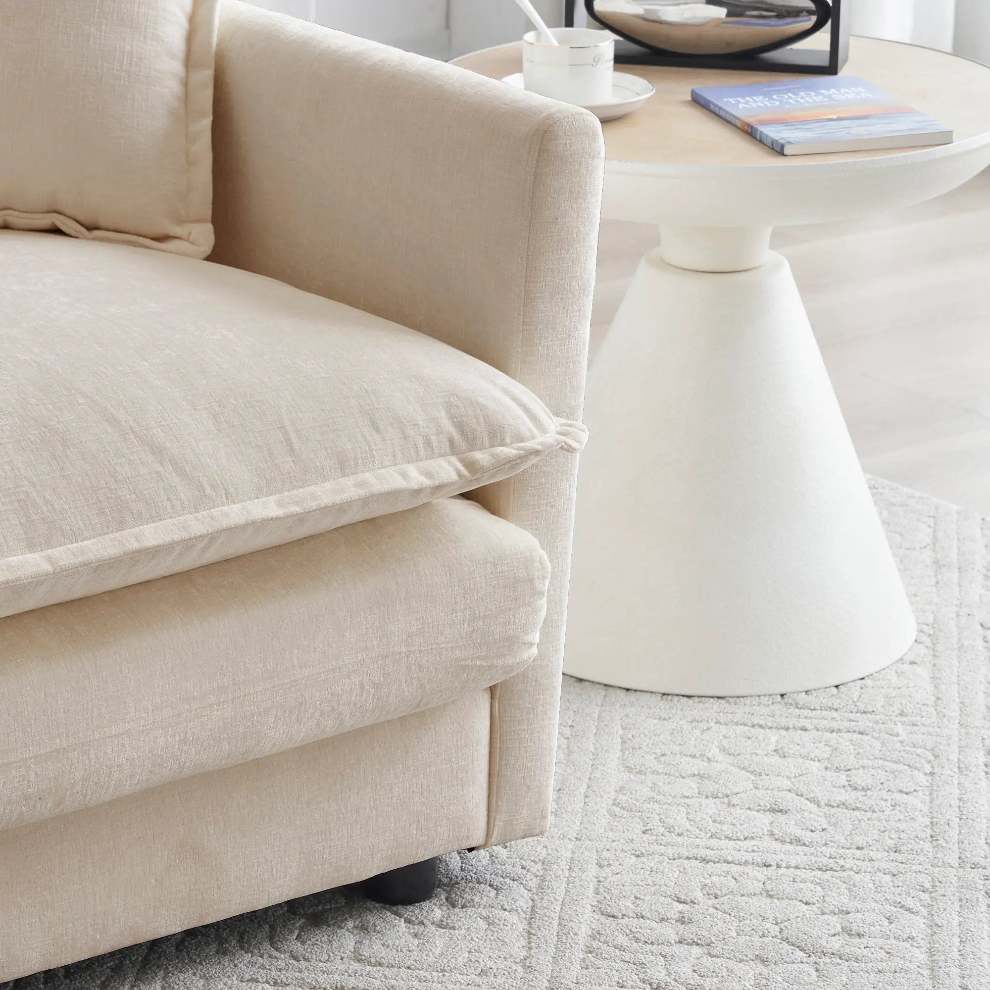 Oversized U Shape Sofa with 2 Ottomans in Light Coffee by HouseOfZazla