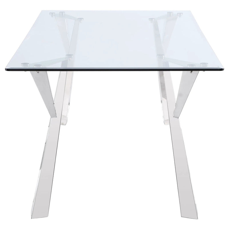 Alaia Rectangular 79-inch Glass Top Dining Table Chrome by Unique Piece Furniture