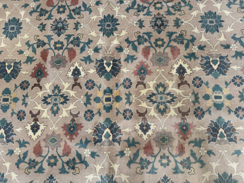 Palace Size Wool Rug 10x18, Sino Persian Kerman Rug, Oversized Hand Knotted Carpet, Light Taupe, Allover Pattern by Jewel Rugs