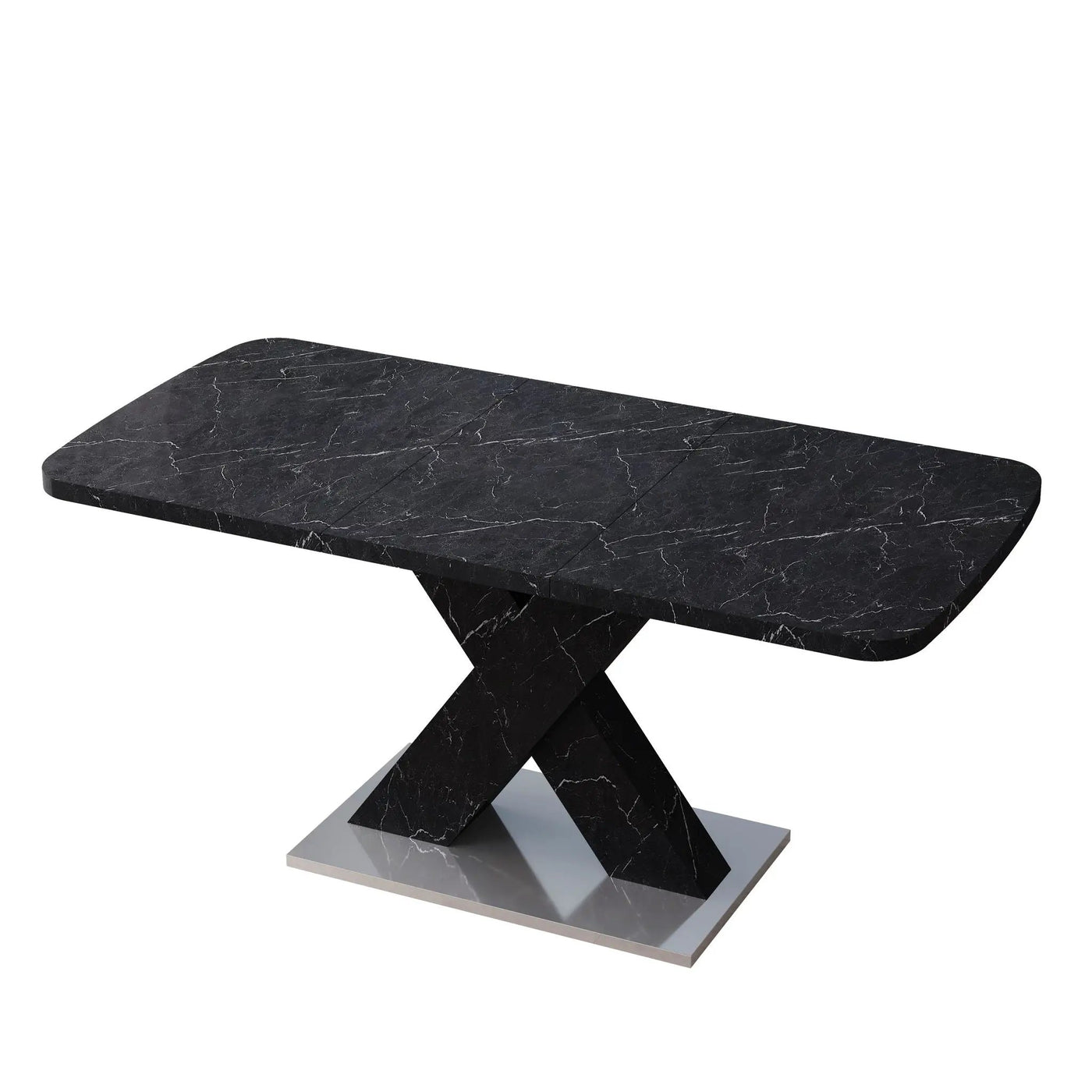Modern Rectangle Dining Table With Stretchable TopAnd X Shape Legs by HouseOfZazla