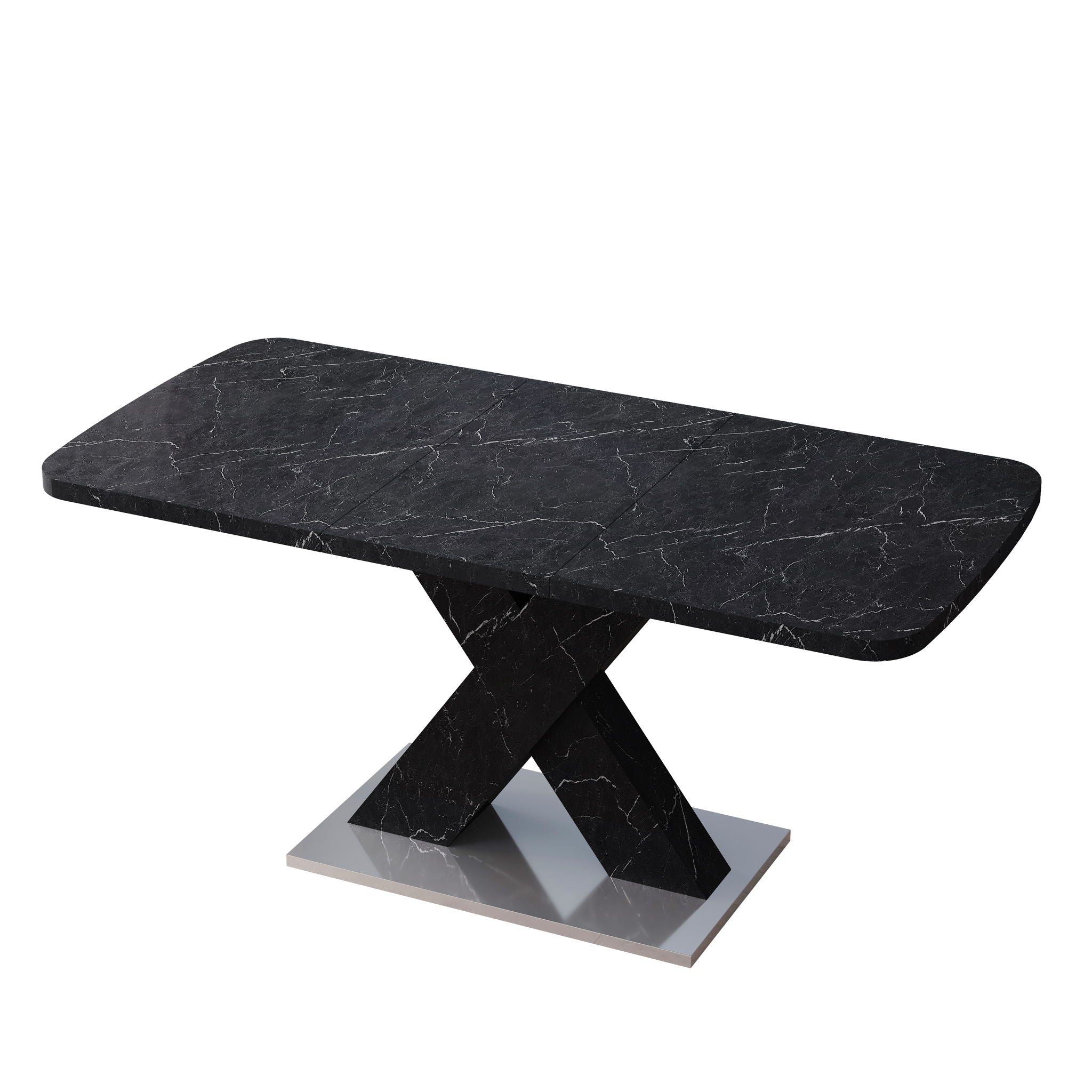Modern Rectangle Dining Table With Stretchable TopAnd X Shape Legs by HouseOfZazla