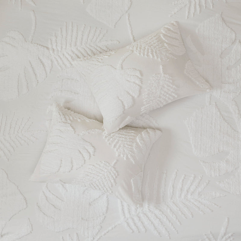 King/Cal King 3 Piece Tufted Cotton Chenille Damask Duvet Cover Set, photo 3 of 10