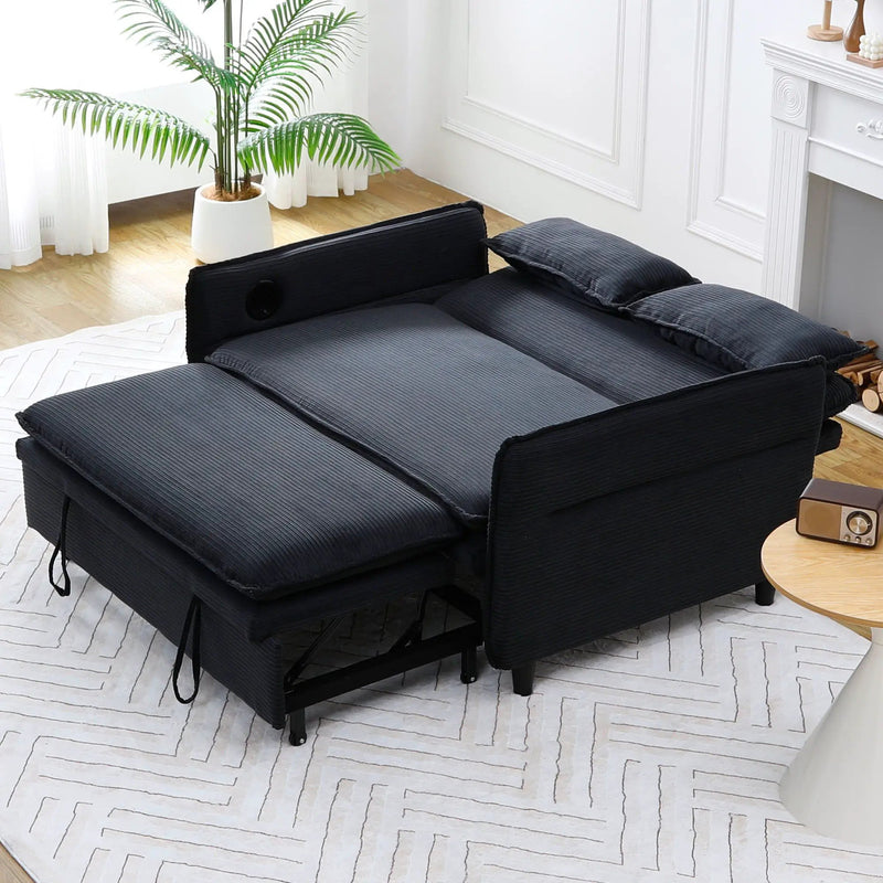 Modern Fabric Multi-Functional Sofa Bed With Adjustable Armrests And Backrests by Unique Piece Furniture