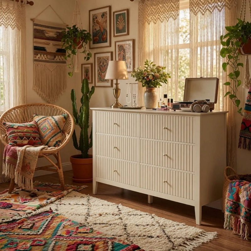 Modern 6 Drawer Fluted Dresser by HouseOfZazla