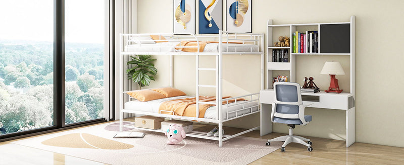Metal Bunk Bed With Shelf And Guardrails by HouseOfZazla