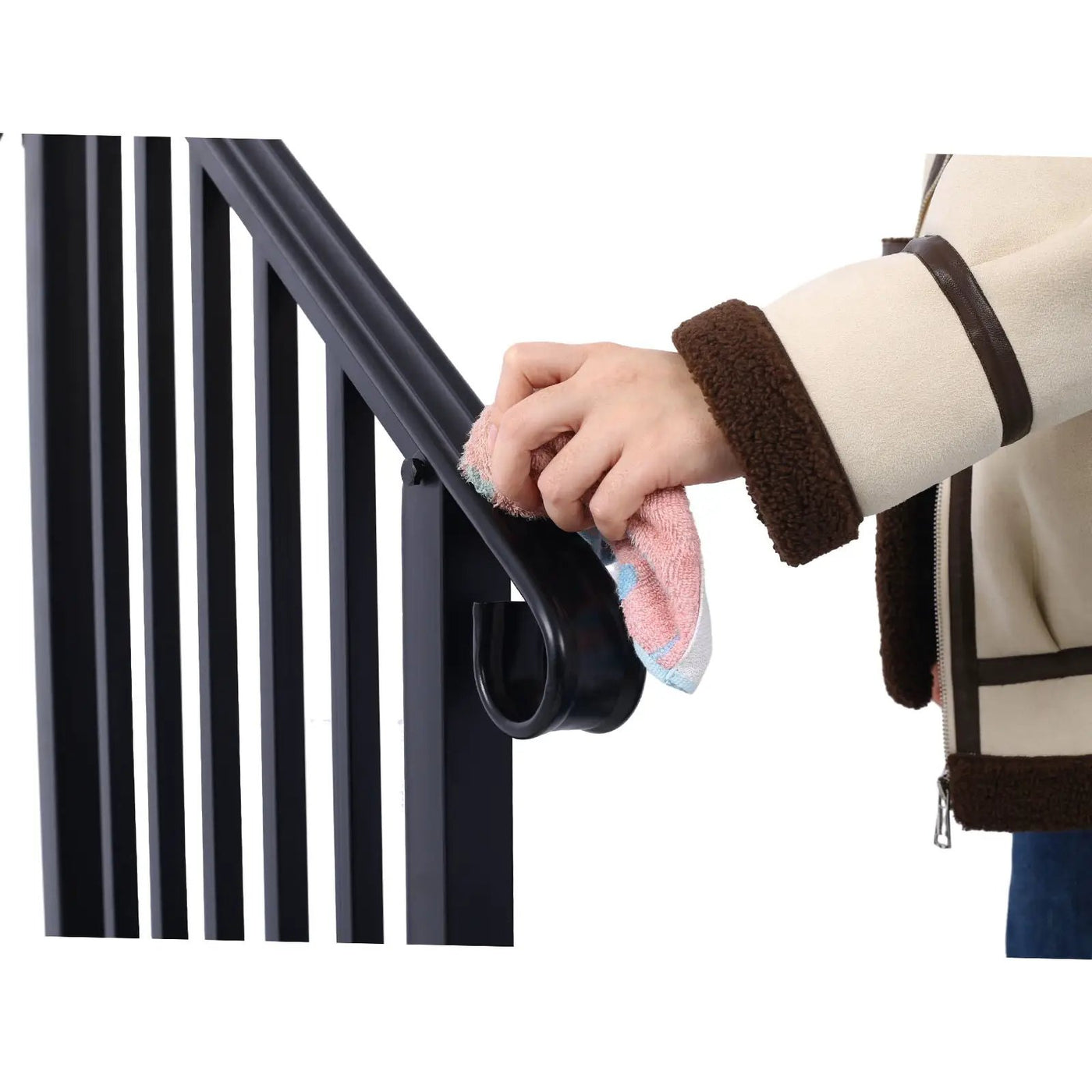 Handrails For Outdoor Steps, Fit 2 Or 3 Steps Outdoor Stair Railing, Wrought Iron Handrail, Flexible Porch Railing, Transitional Handrails For Concrete Steps Or Wooden Stairs by HouseOfZazla
