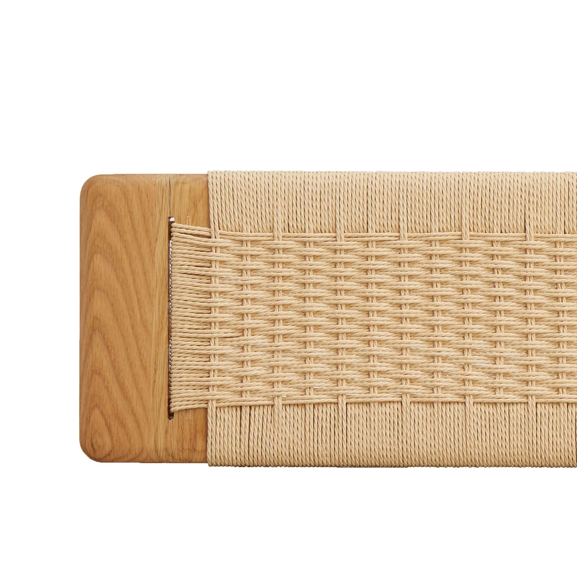 Woven Design Dining Bench For Dining Room, Bedroom - Natural Oak by Unique Piece Furniture