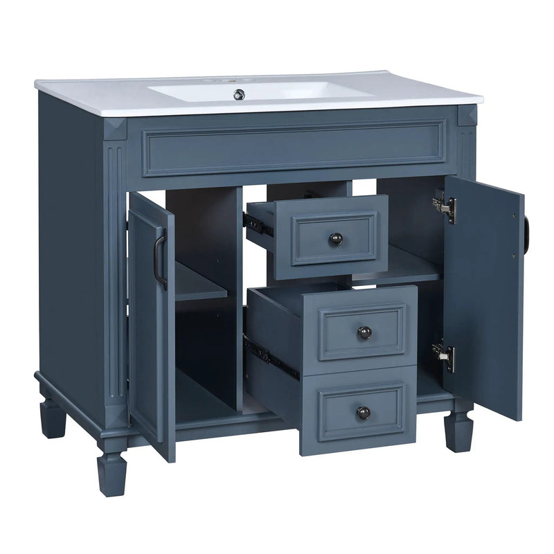 Bathroom Vanity With Top Sink, Mirror Cabinet, 2 Soft Closing Doors & 2 Drawers by Unique Piece Furniture