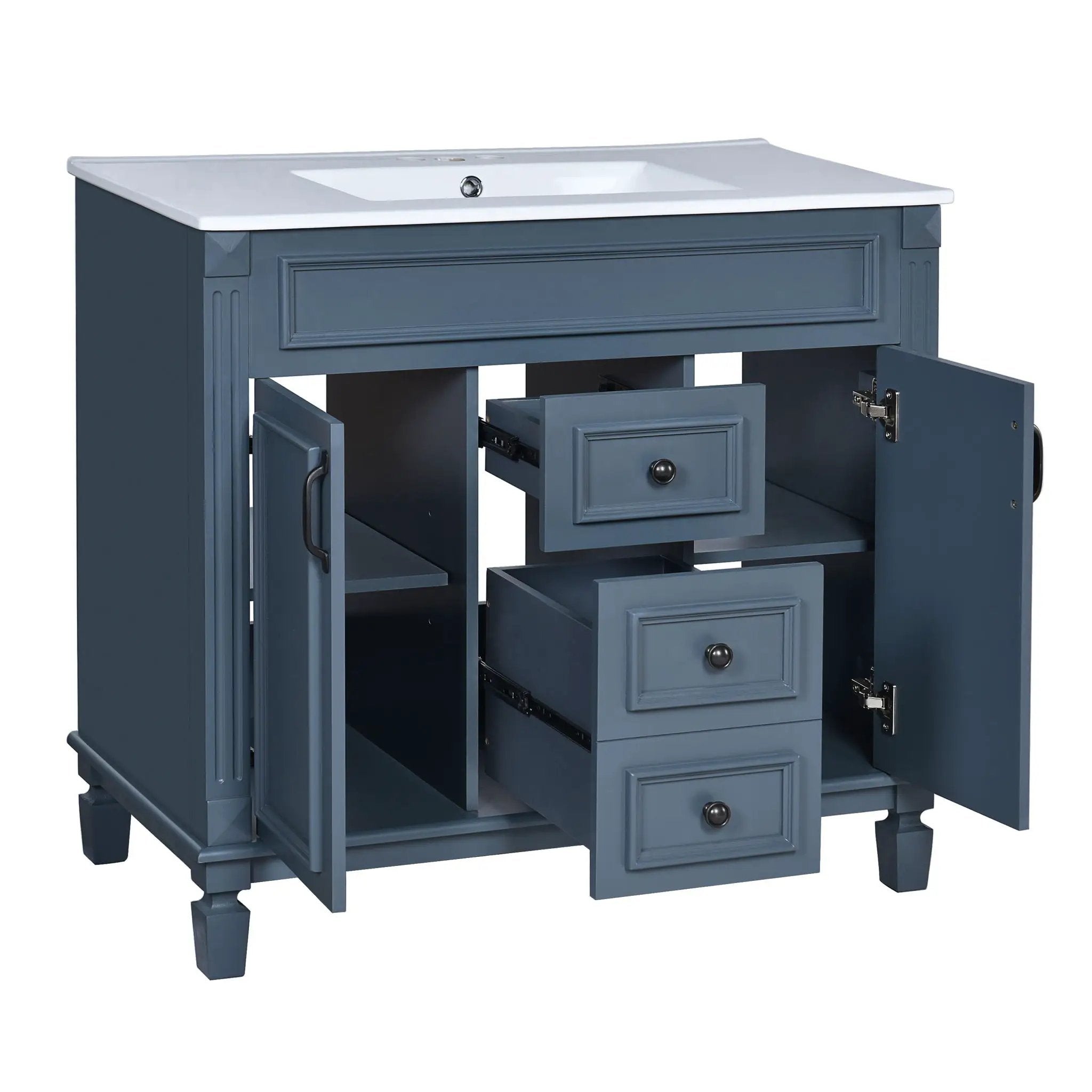 Bathroom Vanity With Top Sink, Mirror Cabinet, 2 Soft Closing Doors & 2 Drawers by HouseOfZazla