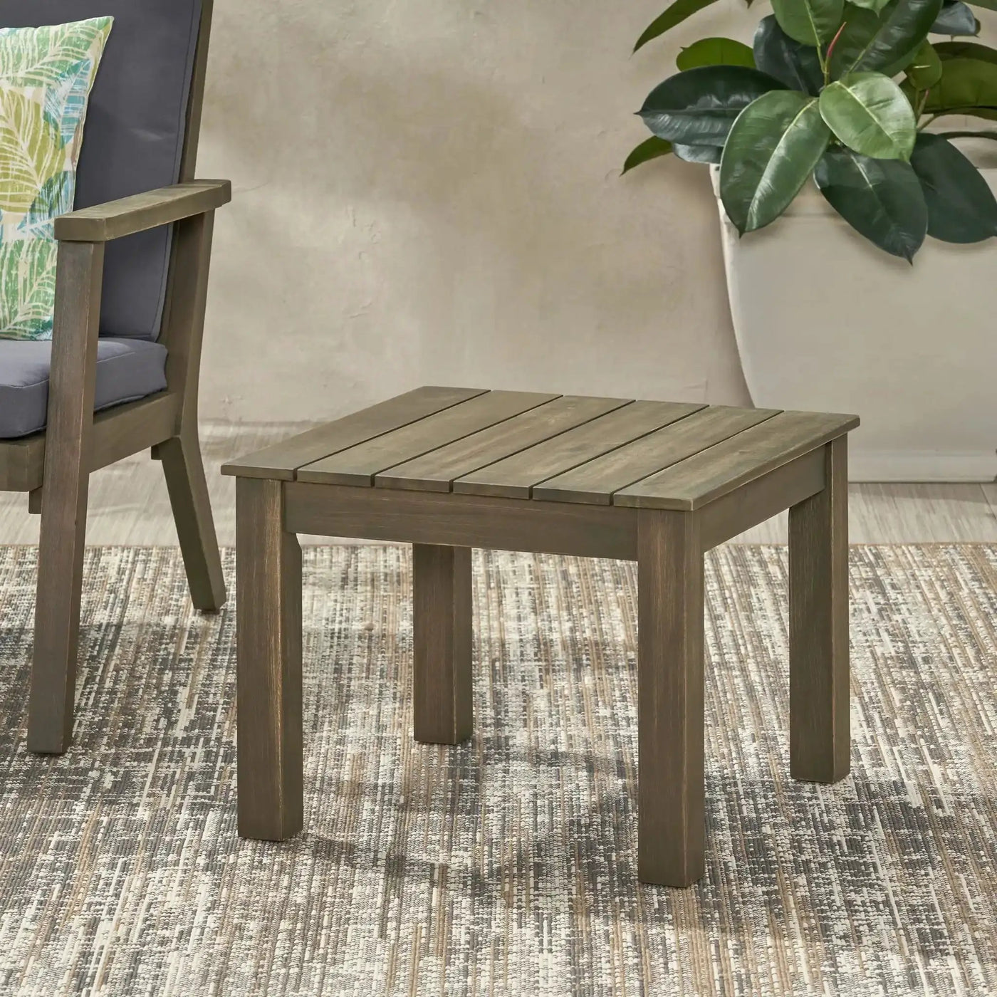 Halcyon Outdoor Side Table With Slat Design by HouseOfZazla