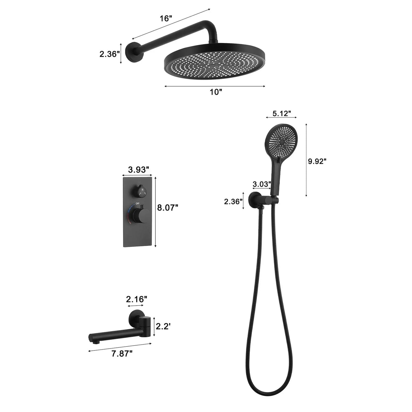 10" Shower System Set With Control Valve And Overhead Shower by HouseOfZazla