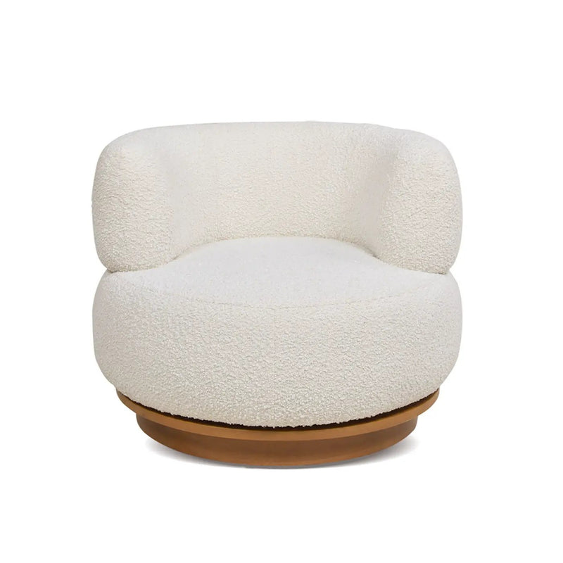 Fuji - 360 Swivel Low Barrel Back Accent Chair - Ivory White by HouseOfZazla
