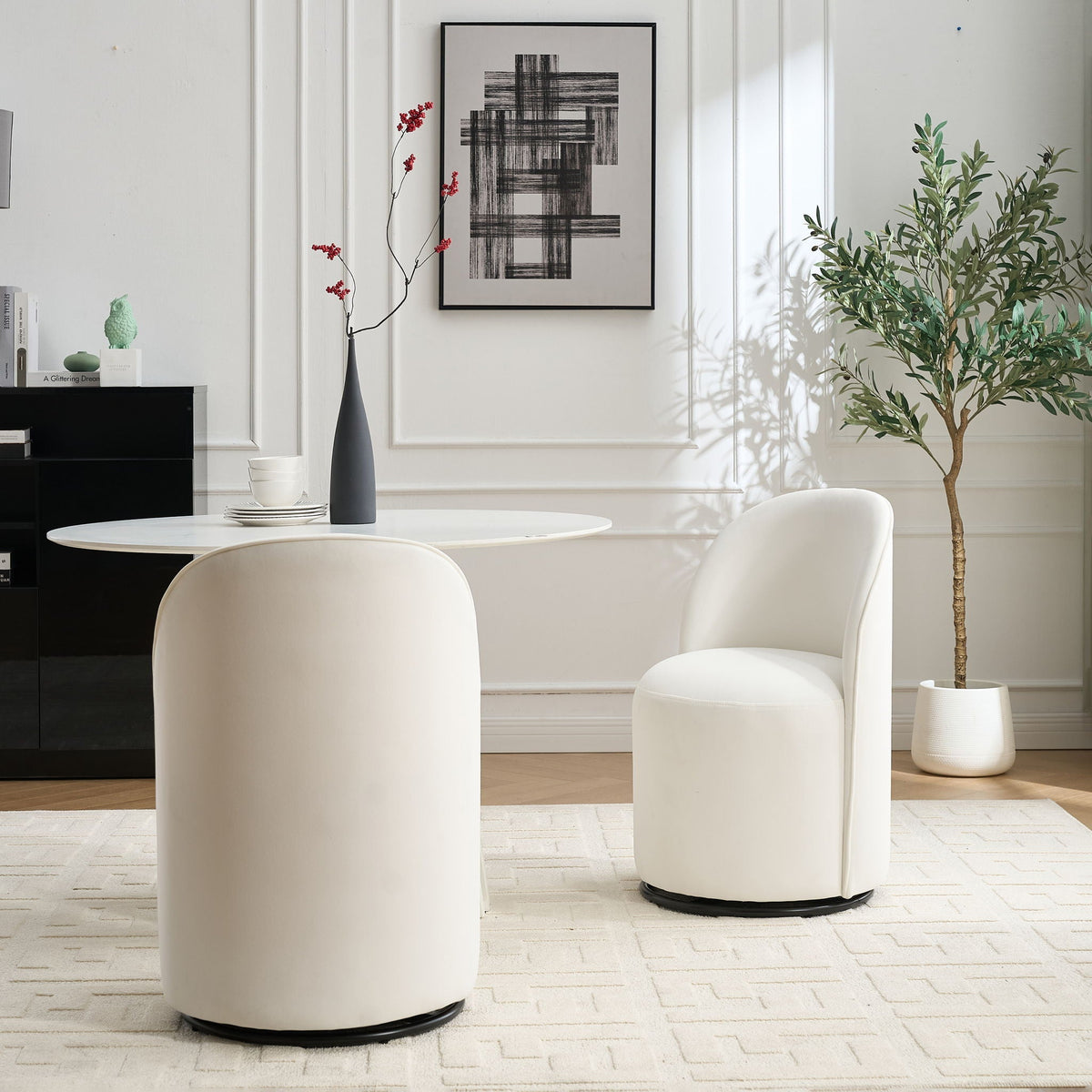 360 Degree Swivel Armless Dining Barrel Chair with Stain-Resistant Upholstery - Multiple Colors, photo 9 of 12
