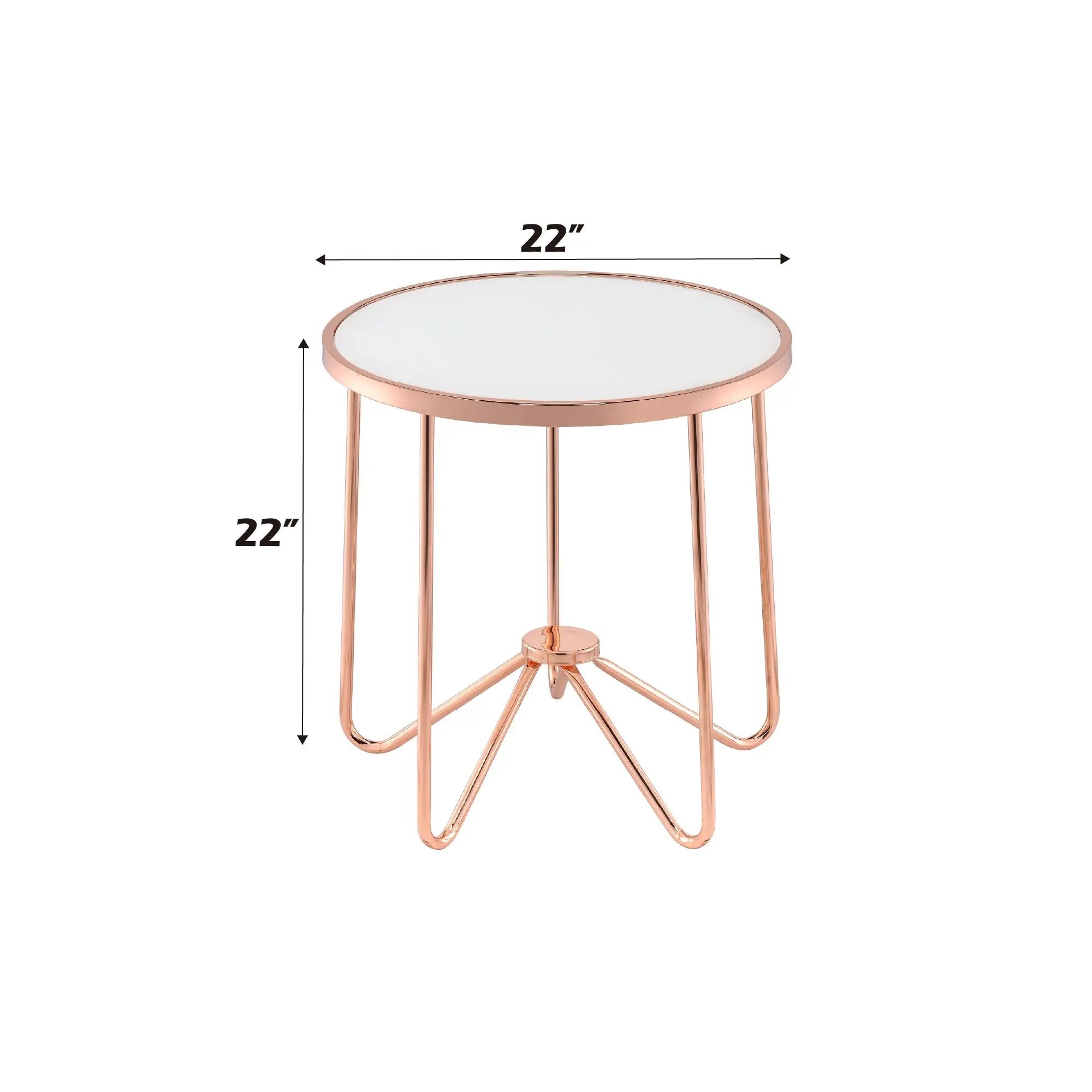 Alivia Frosted Glass & Rose Gold Round Table by HouseOfZazla