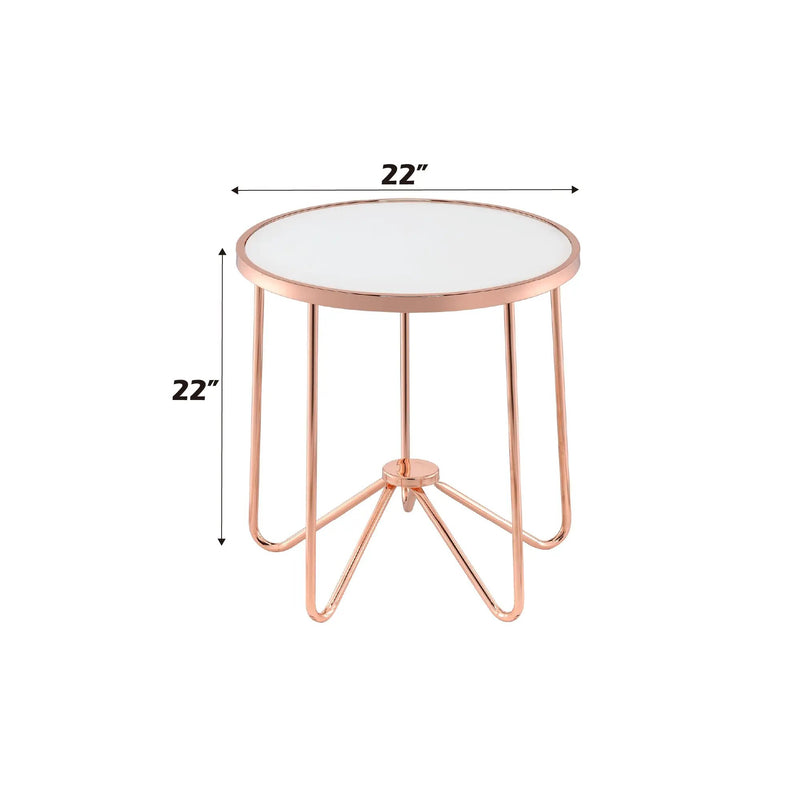 Alivia Frosted Glass & Rose Gold Round Table by HouseOfZazla