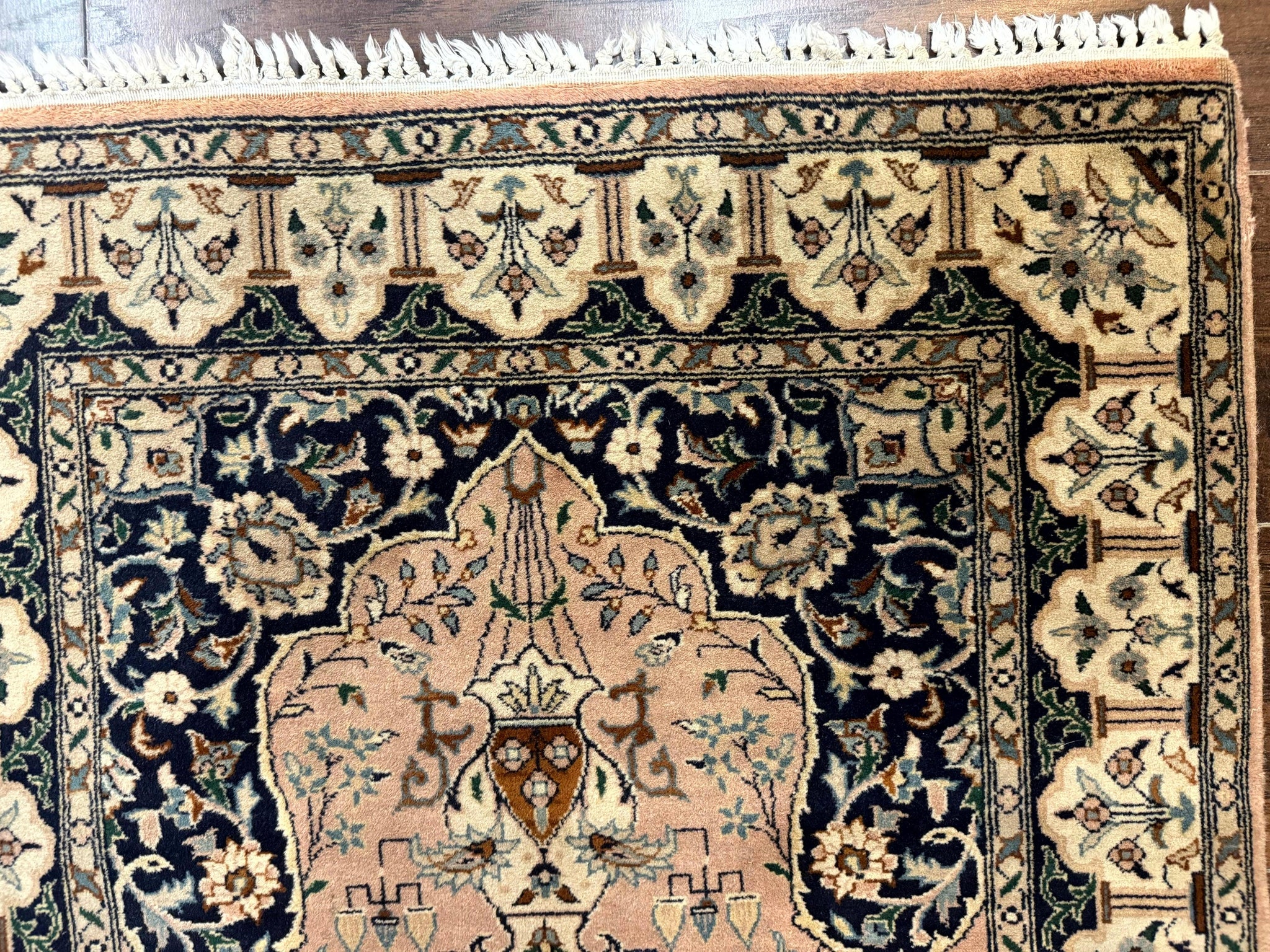 Small Tree of Life Prayer Rug, Pak Persian Rug 2.7 x 4, , Birds, Lantern, Handmade Vintage Fine 260 KPSI by Jewel Rugs