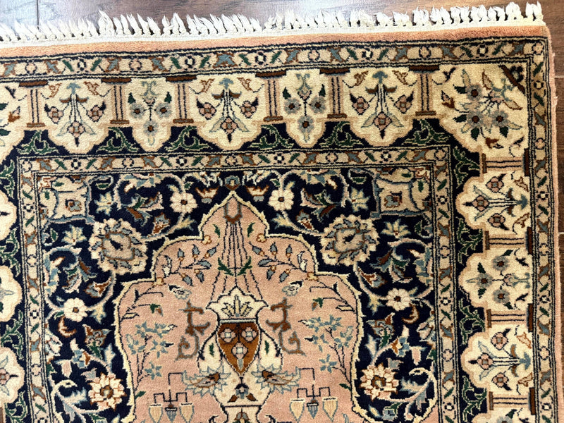 Small Tree of Life Prayer Rug, Pak Persian Rug 2.7 x 4, , Birds, Lantern, Handmade Vintage Fine 260 KPSI by Jewel Rugs