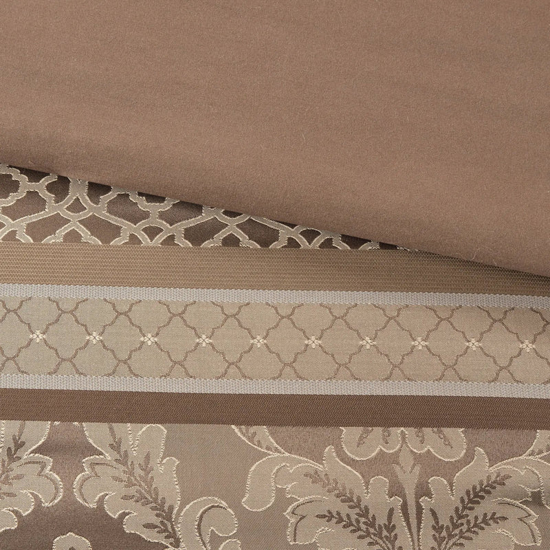 7 Piece Jacquard Comforter Set - Brown/Gold King by HouseOfZazla