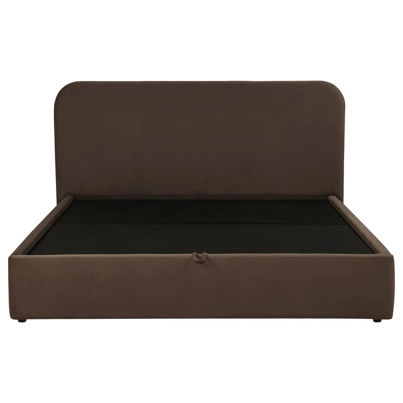 Anders Upholstered Eastern King Storage Lift Platform Bed Chocolate by Unique Piece Furniture