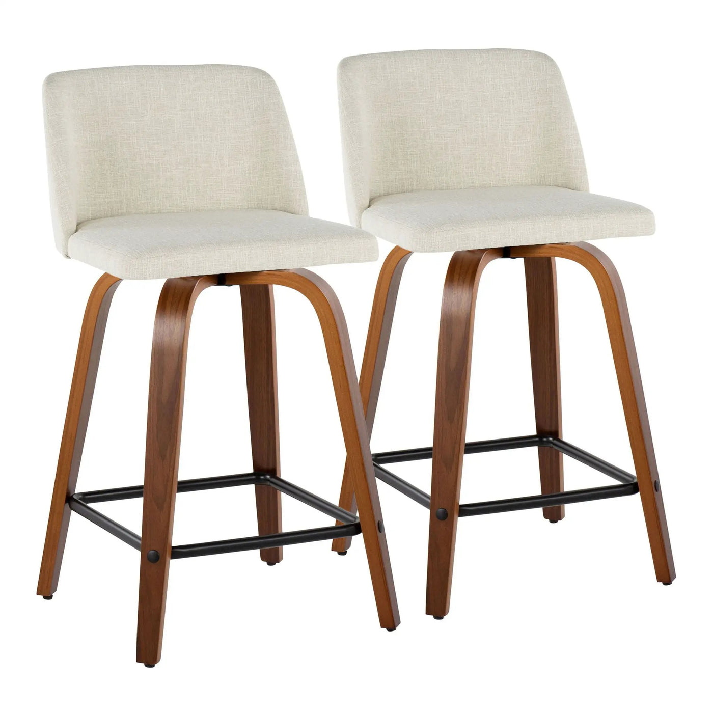 Toriano - Contemporary Fixed Height Counter Stool Swivel With Square Footrest (Set of 2) by HouseOfZazla