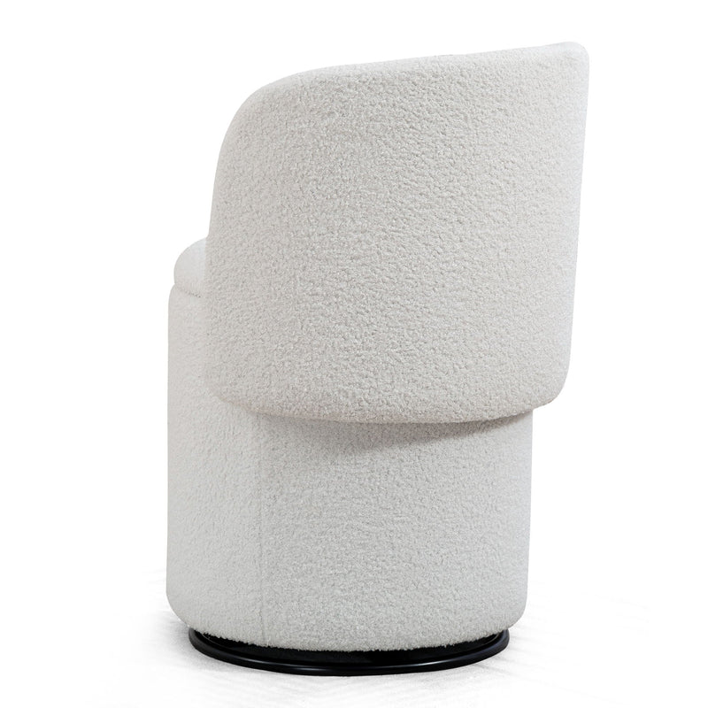Barrel Chair & Built In Storage, 360° Swivel - Beige by HouseOfZazla