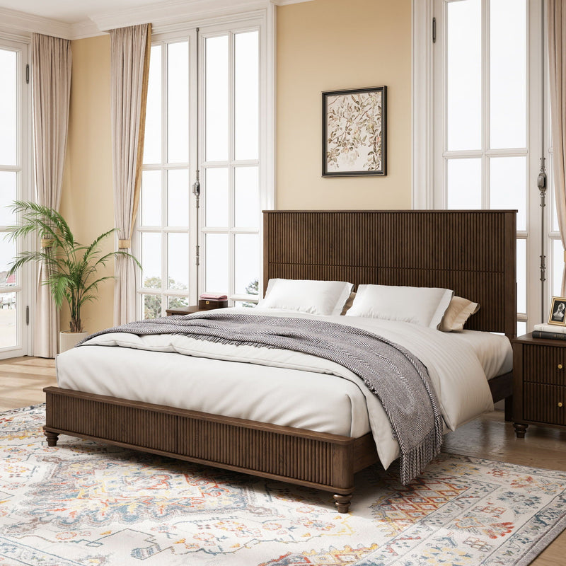 Platform Bed Frame With Tall Headboard by HouseOfZazla