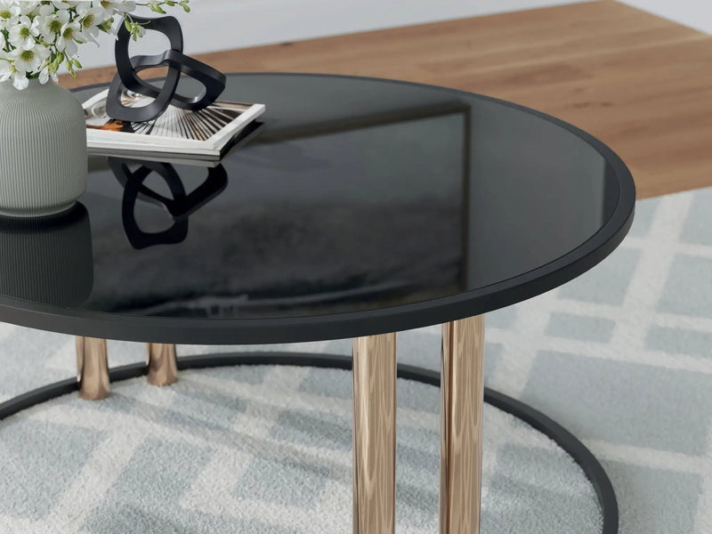 Hannerly - Occasional Table Set (Set of 3) - Black / Gold Finish by Unique Piece Furniture