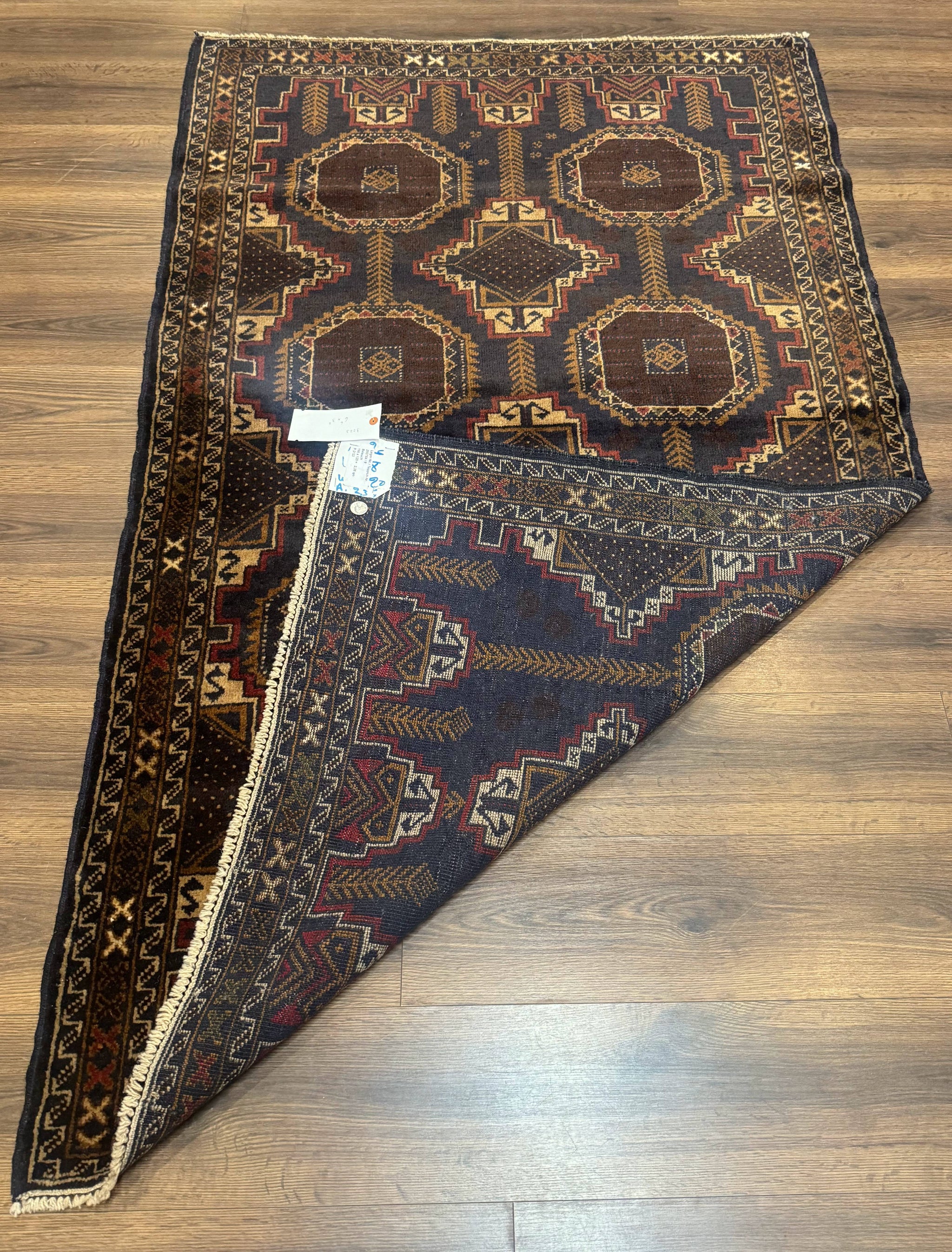 Navy Blue Afghan Balouch Rug 4x6, Handmade, New by Jewel Rugs