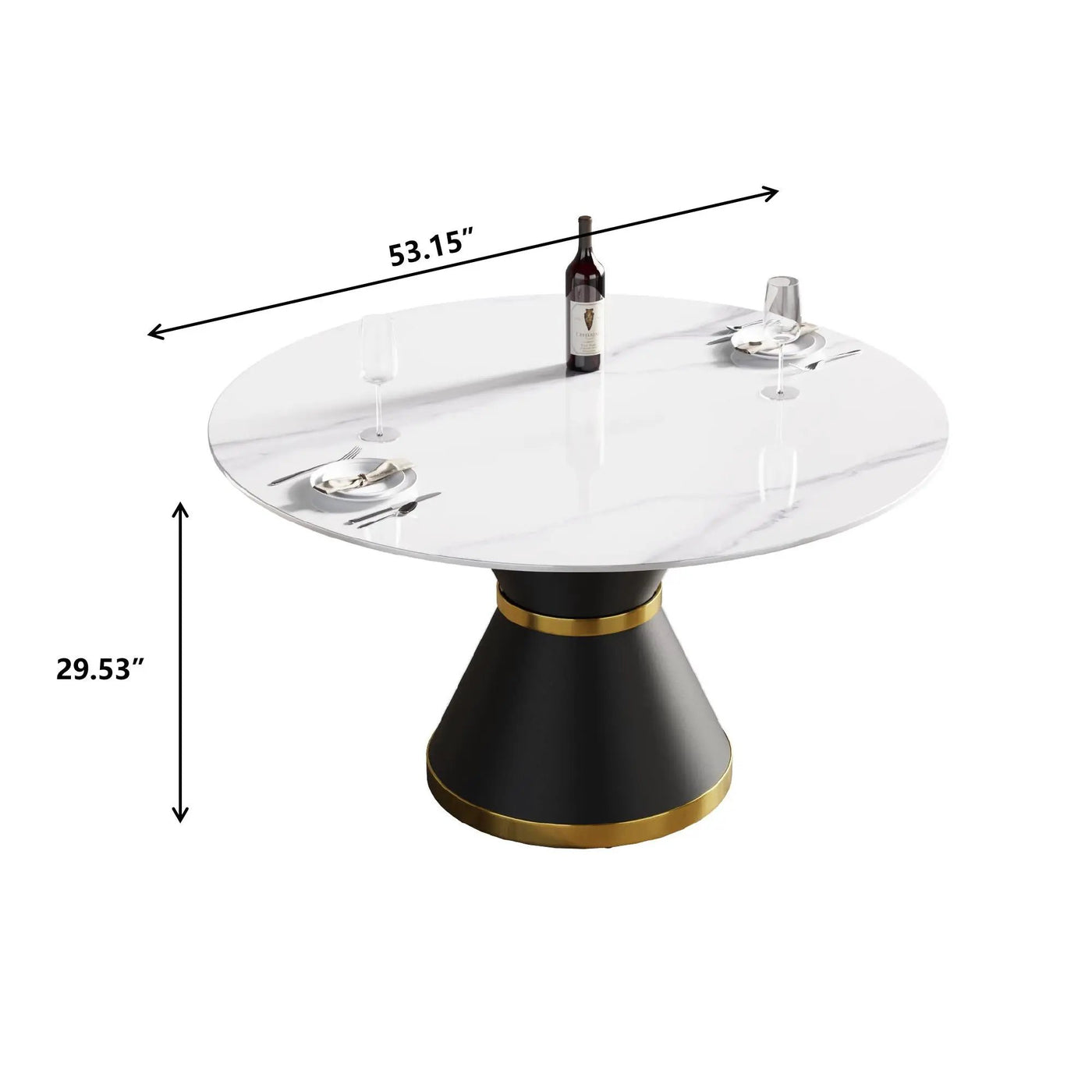 Modern Artificial Stone Round Carbon Steel Base Dining Table, Can Accommodate 6 People by HouseOfZazla