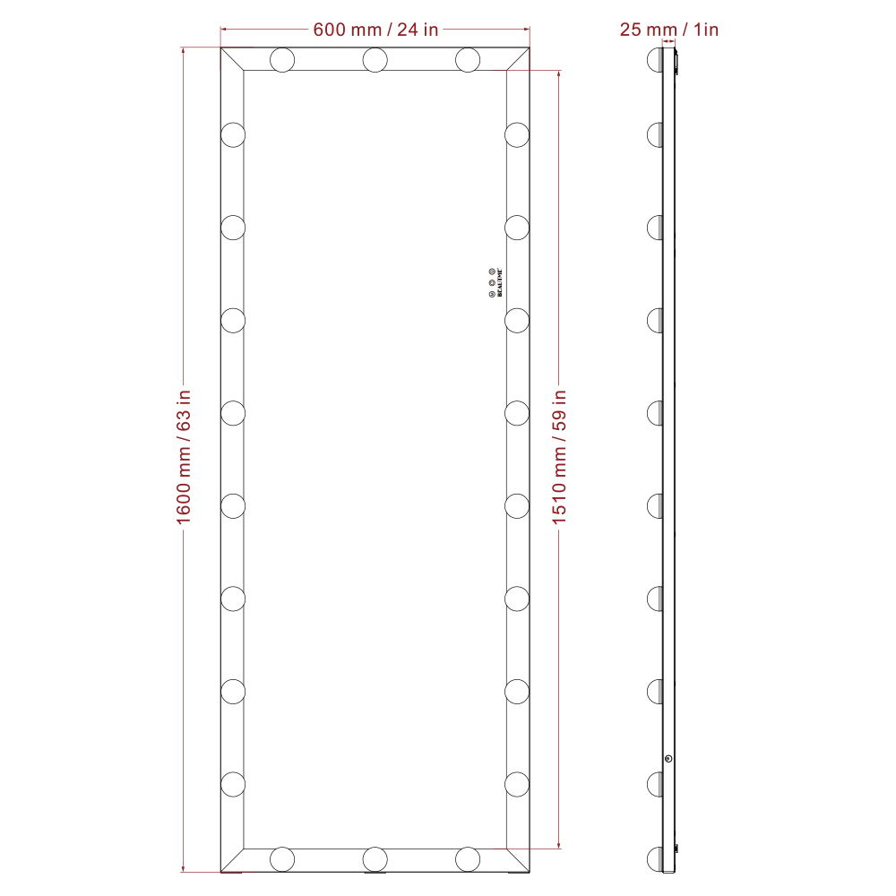 Full Length Mirror with Lights and Touch Control – Pearl Silver, Black, or Pink, photo 34 of 40