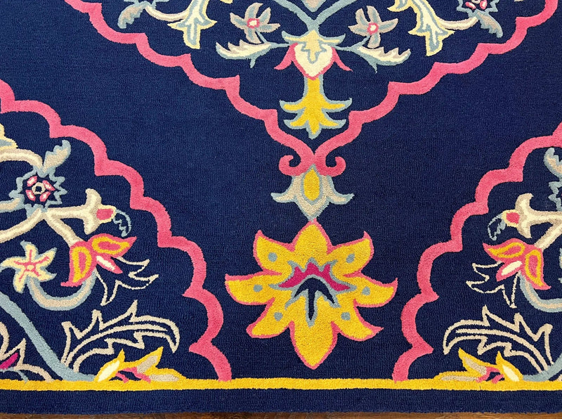 Safavieh Rug 8x10 Belagio Collection, Navy Blue Pink Yellow, Power-Loomed Wool Carpet, Floral Area Rug, Modern Rug, Room Sized 8 x 10 ft Rug by Jewel Rugs
