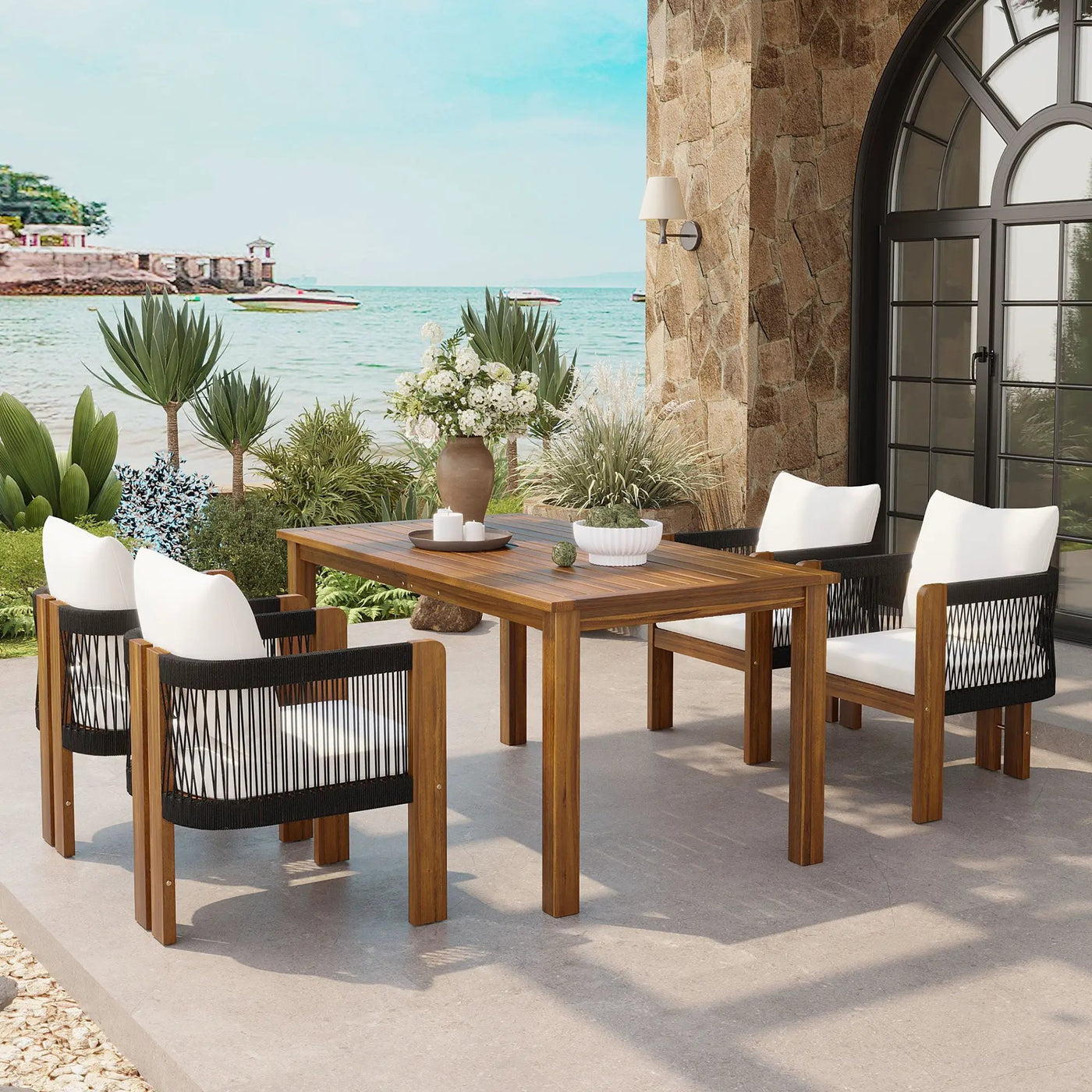 U_STYLE Luxury 5-Piece Outdoor Patio Dining Set for 4 by HouseOfZazla