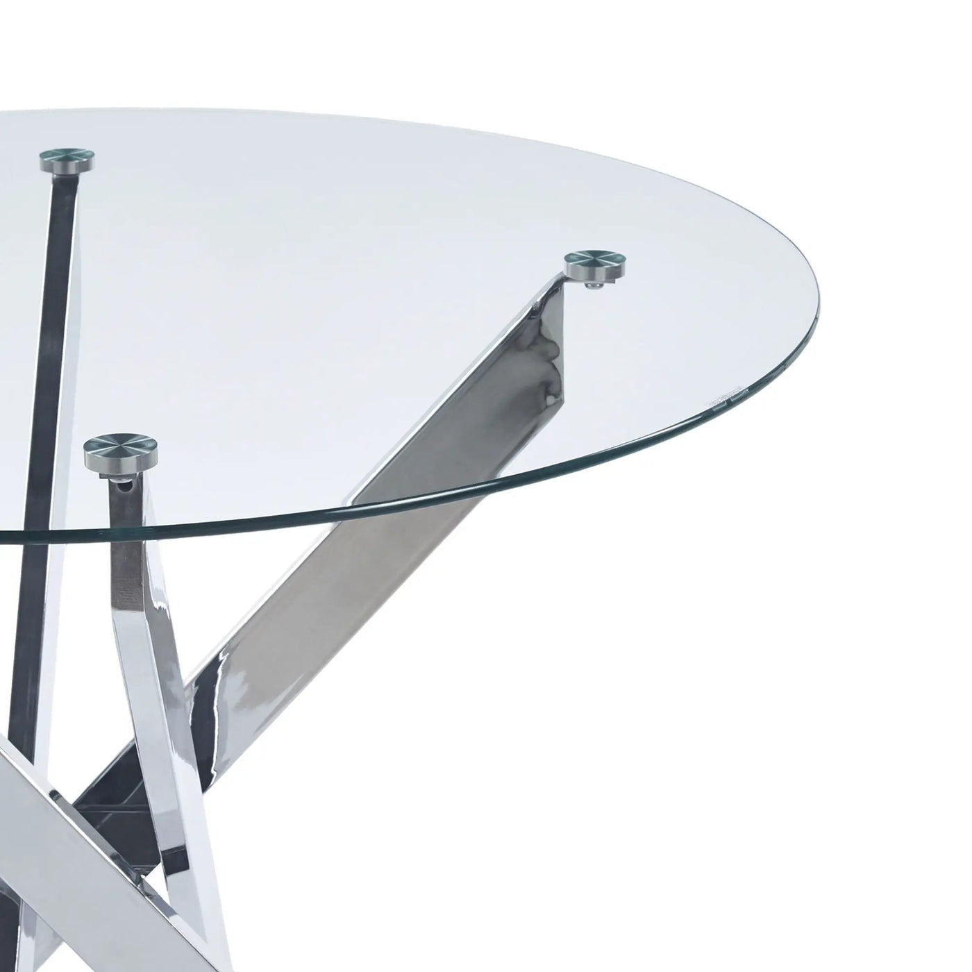 Dining Table With Cross Metal Leg And Tempered Glass, Modern Space Saving Kitchen Table For Living Room by HouseOfZazla