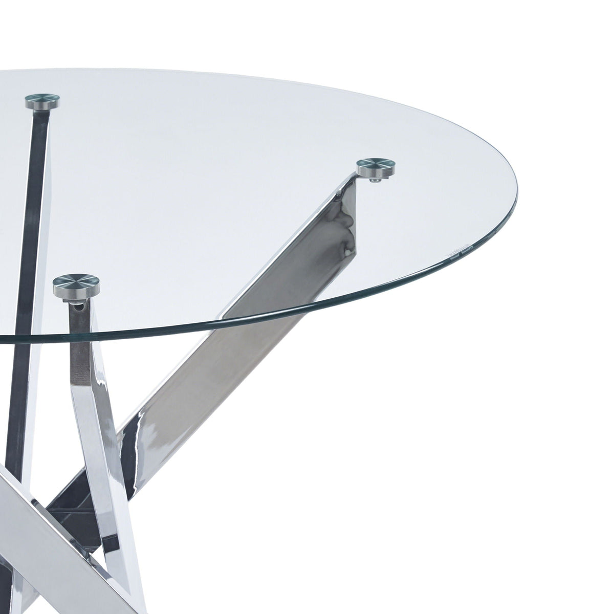 Dining Table With Cross Metal Leg And Tempered Glass, photo 28 of 32