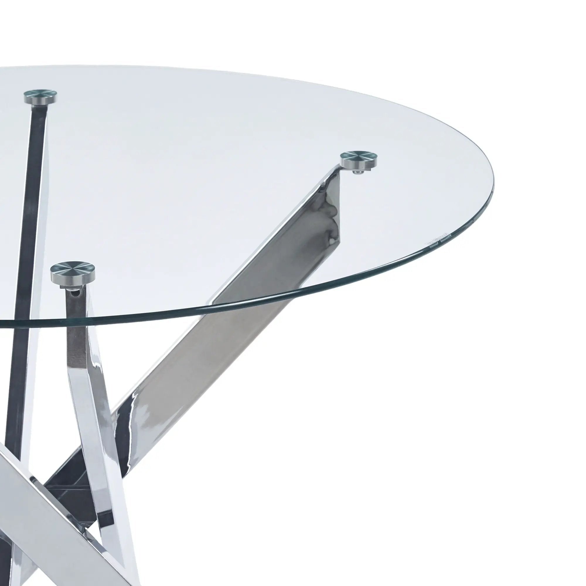 Dining Table With Cross Metal Leg And Tempered Glass, Modern Space Saving Kitchen Table For Living Room by Unique Piece Furniture