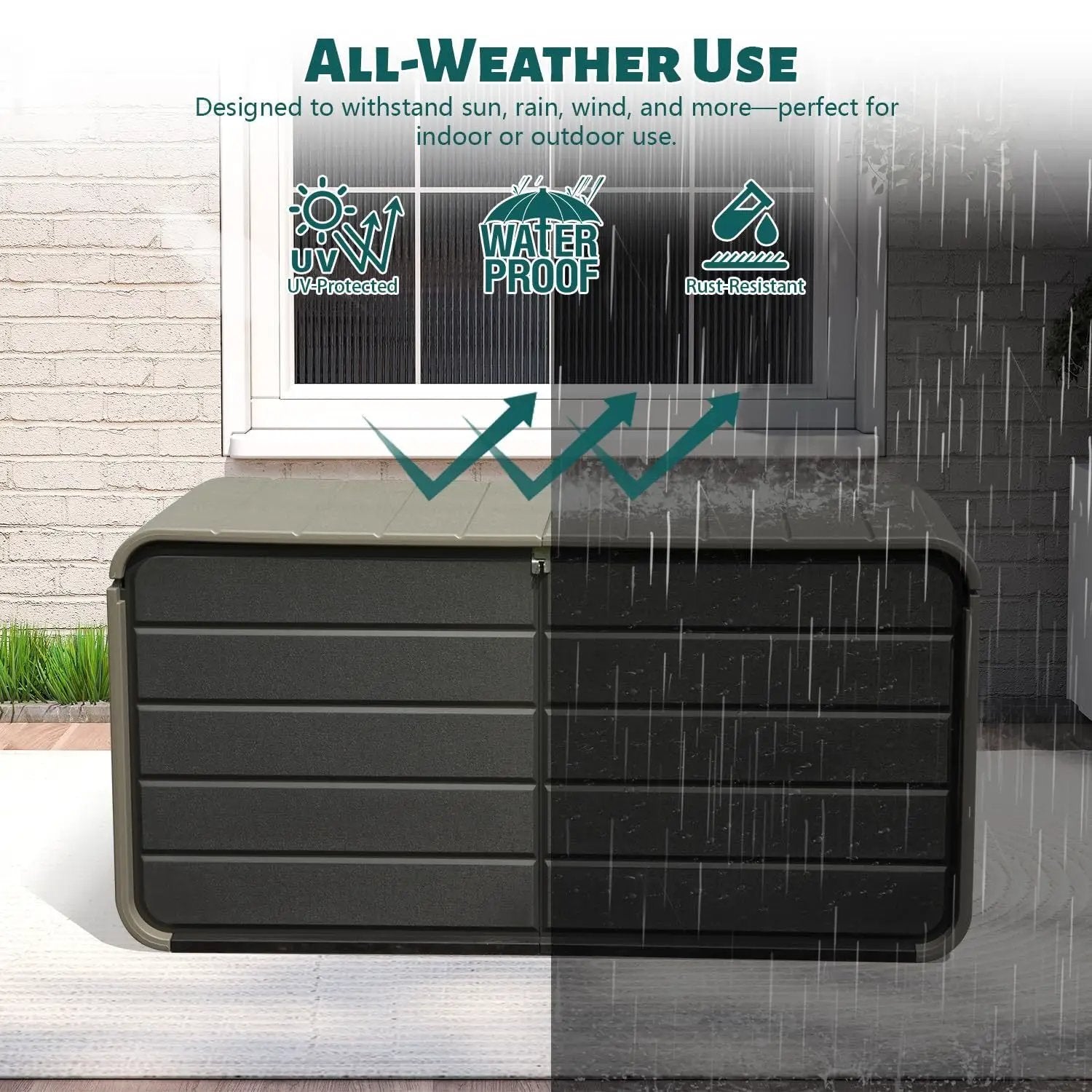 200 Gallon Plastic Deck Box with Lock and Waterproof Lid by HouseOfZazla
